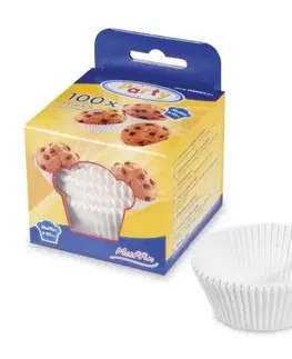 Dekorácie na tortu Kinekus Košík cukrársky na šuhajdy- muffiny biely 50x30mm 100ks KLC