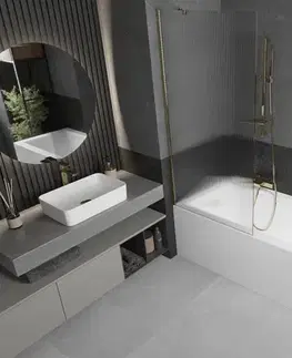 Sprchové dvere MEXEN/S - Next vaňová zástena FIX 80 x 150, prúžky, zlatá 895-080-000-00-09-50