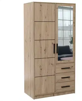 Šatníkové skrine Skriňa Kos D2 dub artisan/zrkadlo