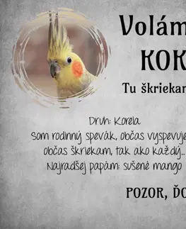 Tabuľky s venovaním (darčeky) Obraz na stenu - Tabuľka na klietku s fotkou a menom vtáčika