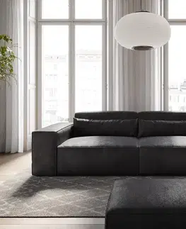 Veľké pohovky DELIFE Veľká pohovka Sirpio 230x95 cm imitácia kože vintage antracitová s taburetom