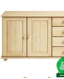 Komody do spálne Komoda Borovica KD59 125x76x42