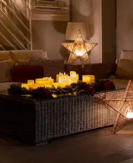 Lampy Vianočná stojacia lampa hnedá 40 cm vrátane LED IP54 nabíjateľná - Sisine