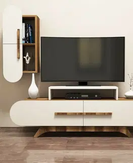 Konferenčné stolíky Televízny stolík so skrinkou Rose Walnut and Cream