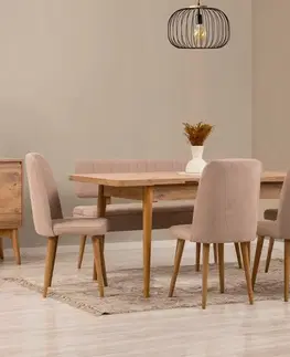Jedálenské sety Jedálenský set s rozkladacím stolom a stoličkami (6 kusov) Vina - Atlantic Pine, Stone