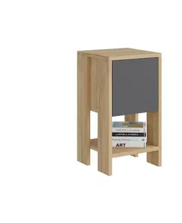 Nočné stolíky Nočný stolík Ema - Oak, Anthracite