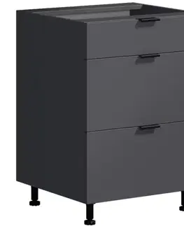 Kuchynské skrinky stojace Kuchynská Skrinka LOFT II D60 3SZ METALBOX grafit