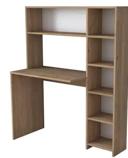 Písacie stoly HALIEN pastí stôl s regálom, dub