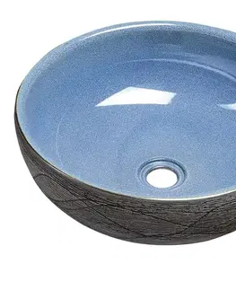 Umývadlá SAPHO - PRIORI keramické umývadlo na dosku, priemer 41cm, modrá/šedá PI020