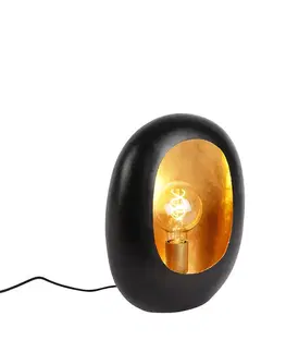 Stolné lampy Dizajnová stolná lampa čierna so zlatým vnútrom 36 cm - Cova