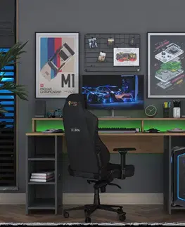 Písacie stoly DESK písací stôl s kontajnerom na PC, orech/antracit