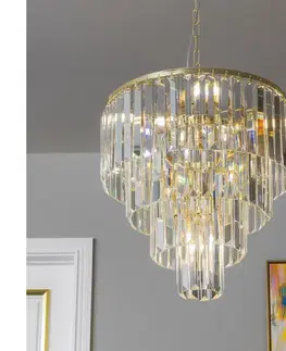 Svietidlá BRILAGI - LED Krištáľový luster na reťazi MOZART 5xE14/40W/230V zlatá BG-17106/4+1-GLD