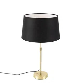 Stolné lampy Stolná lampa zlatá/mosadzná s čiernym ľanovým tienidlom 35 cm - Parte