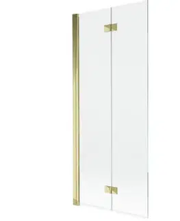Sprchové dvere MEXEN - MIST vaňová zástena 80x150 cm 6mm 2-s, zlatá, číra, ľavá 8A9-080-002-50-00-L