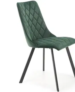 Čalúnené stoličky Stolička K450 Velvet/Kov Tmavozelený