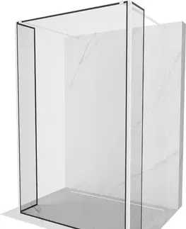 Sprchové dvere MEXEN/S - Kioto Sprchová zástena WALK-IN voľne stojaca 90 x 30 x 30, čierny vzor, biela 800-090-030-222-20-70-030