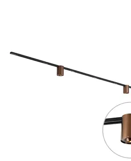 Koľajnicové svetelné systémy Moderný koľajnicový systém čierny s 2 tmavými bronzovými reflektormi 1-fázový - Iconic Rondoo Up