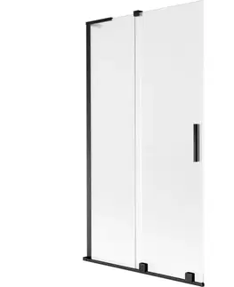 Sprchové dvere MEXEN/S - Velar L dvojkrídlová posuvná vaňová zástena 100 x 150, dekor, čierna 896-100-003-31-70