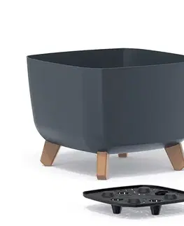 Kvetináče a truhlíky NABBI DGQL300 plastový kvetináč na nožičkách 29 cm antracit