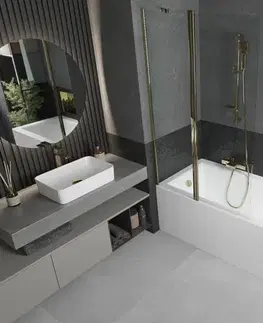 Sprchové dvere MEXEN - Flip vaňová zástena 1-krídlo 100x150, transparent, zlato 894-100-101-50-00