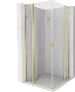Sprchovacie kúty MEXEN/S - Mist L Duo sprchovací kút dvere krídlové 105 x 105, transparent, zlato kartáčovaná 8A4L-105-105-55-00