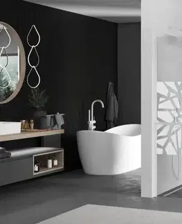 Sprchové dvere MEXEN/S - Kioto+ Sprchová zástena WALK-IN s poličkou a držiakom uterákov 70 x 200, biely vzor, biela 800-070-121-20-85