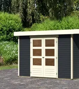 Drevené Drevený záhradný domček ASKOLA 4 s prístavkom 280 Lanitplast