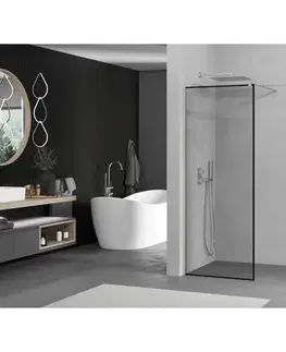 Sprchové dvere MEXEN/S - Kyoto Sprchová zástena WALK-IN 100 x 100, čierny vzor, nikel kefovaná 800-100-202-97-70-100
