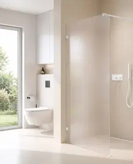 Sprchové dvere CERANO - Sprchová zástena Walk-in Orbis Round - Ľavá - 8 mm - guľatá vzpera - biela matná, mliečne sklo - 160x200 CER-682456