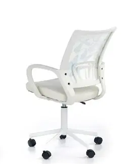 Kancelárske stoličky HALMAR Ibis detská stolička na kolieskach s podrúčkami biela / vzor motýle