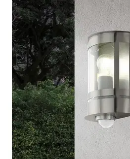 Svietidlá Eglo 79286 - Vonkajšie nástenné svietidlo so senzorom TRIBANO 1xE27/60W/230V IP44 79286