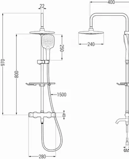 Sprchy a sprchové panely MEXEN/S - KT33 vaňový stĺp s termostatickou batériou, čierna 779003393-70