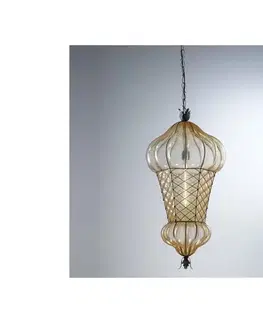 Svietidlá SIRU - Luster na reťazi BABÀ 1xE27/60W/230V pr. 30 cm béžová/hnedá benátske sklo MS105-060ABV