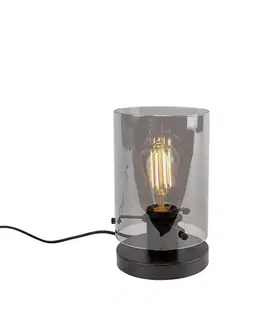 Stolné lampy Dizajnová stolná lampa čierna s dymovým sklom - Dome