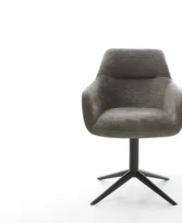 Jedálenské stoličky DELIFE Jedálenská stolička Pejo-Flex bouclé mäkký tmavobéžová podstava čierna 360° otočný hojdacia funkcia vrecková pružina