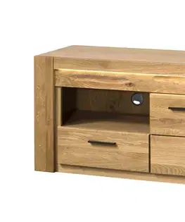 TV stolíky LEVET 25 TV stolík so zásuvkami, dub Natura