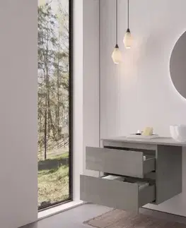 Kúpeľňový nábytok CERANO - Kúpeľňová skrinka Carole - betónovo šedá + doska pod umývadlo Navira Slim - 18 mm + konzola čierna - 120x46x49,8 CER-606096