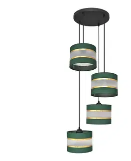 Svietidlá  Luster na lanku HELEN 4xE27/15W/230V zelená/zlatá W-KD 0801/4 BK-B +GN+GO+MAT