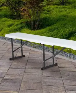 Záhradný nábytok Chomik Záhradná lavica SMOOTH | biela 180 cm