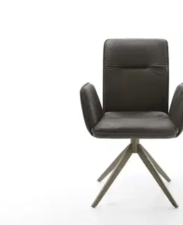 Jedálenské stoličky DELIFE Jedálenská stolička Vinja-Flex mikrovlákno antracitová vintage krížová podstava široká titánová farba 360° otočná hojdacia funkcia