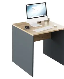 Písacie a pracovné stoly KONDELA Rioma New Typ 17 písací stôl grafit / dub artisan