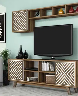 Obývacie steny TV skrinka / Obývacia stena Inci - Walnut, White