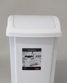 Koše odpadkové PLAST TEAM - Kôš odpadkový 25 l Swing s vyklopným vekom, biely
