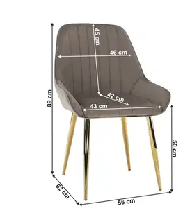 Jedálenské stoličky KONDELA Perlia jedálenská stolička sivohnedá (taupe) / zlatá