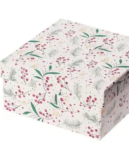 Vianočné dekorácie Darčekový vianočný box, biela, 14,5x7x14,5 cm