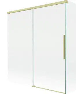 Sprchové dvere MEXEN/S - Rox L vaňová zástena 2-krídlová posuvná 150 + 70 x 150, transparent, zlatá kartáčovaná 8C9L-150-070-55-00