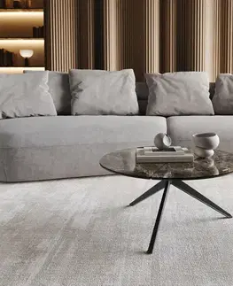 Konferenčné stolíky DELIFE Konferenčný stolík Delron 70x70 cm keramika Laminam® Emperador Extra Lucidato tmavohnedá kovová podstava krížová plochá čierna