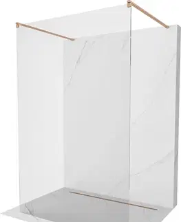 Sprchové dvere MEXEN/S - Kioto samostatne stojaca sprchová zástena 125 x 200, transparent 8 mm, meď kartáčovaná 800-125-002-65-00