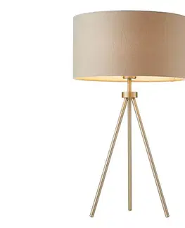 Lampy Endon 66986 - Stolná lampa TRI 1xE27/40W/230V mosadz/béžová 66986