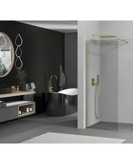 Sprchové dvere MEXEN/S - Kyoto Sprchová zástena WALK-IN 125 x 120, transparent, zlatá kartáčovaná 800-125-202-55-00-120